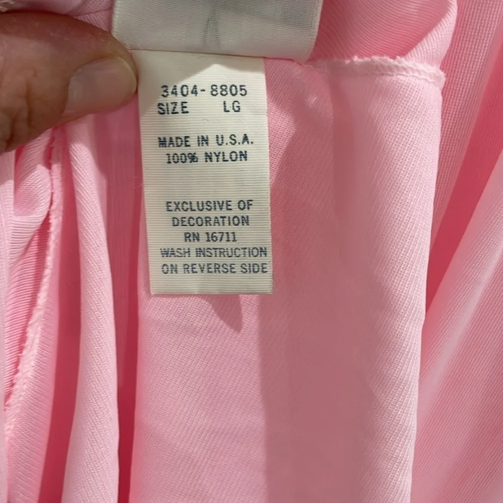 Vintage Montgomery Ward Pink Lace Slip Nightgown Dress Size Large Made In USA